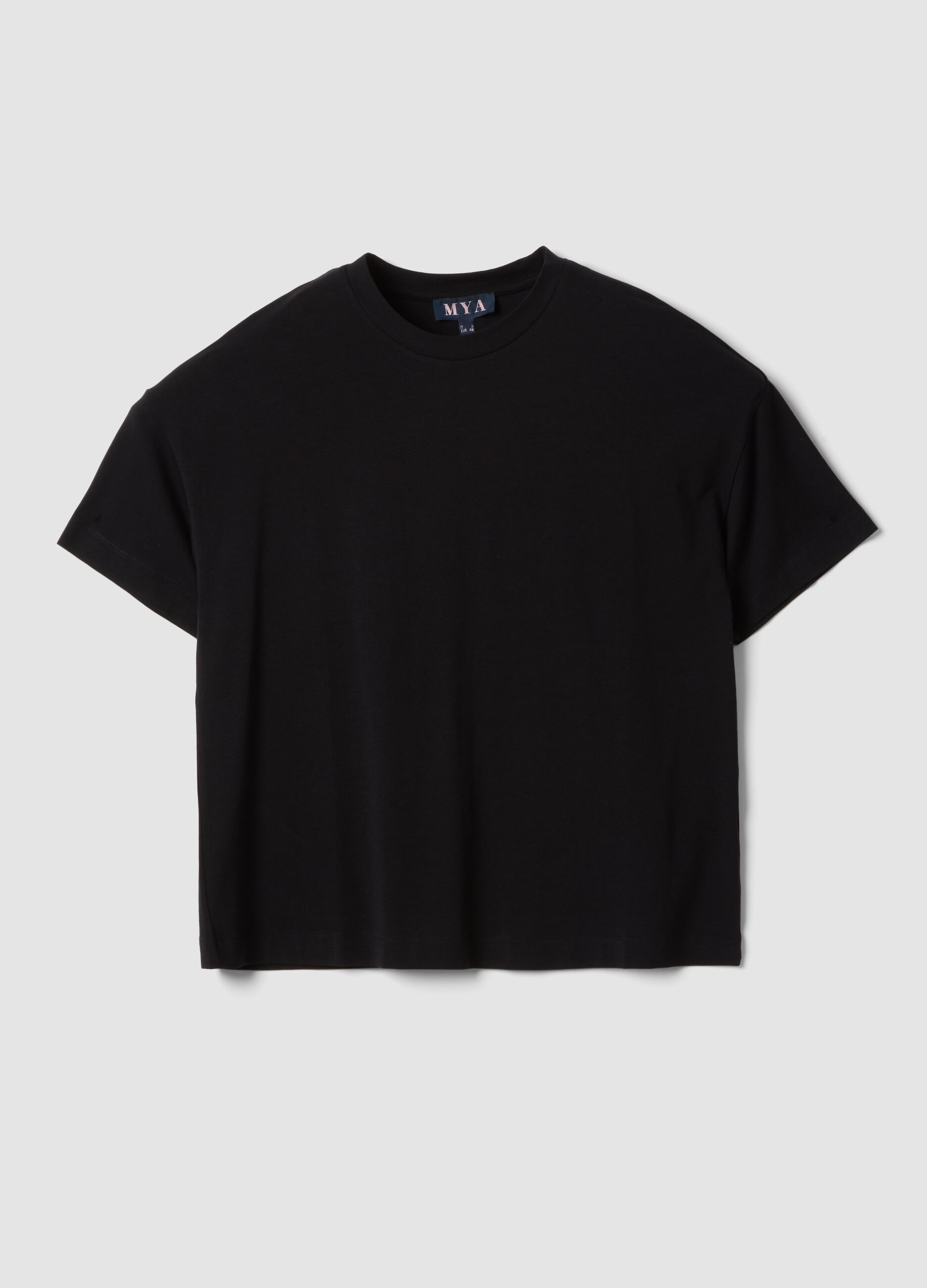 Black stretch cotton-modal T-shirt