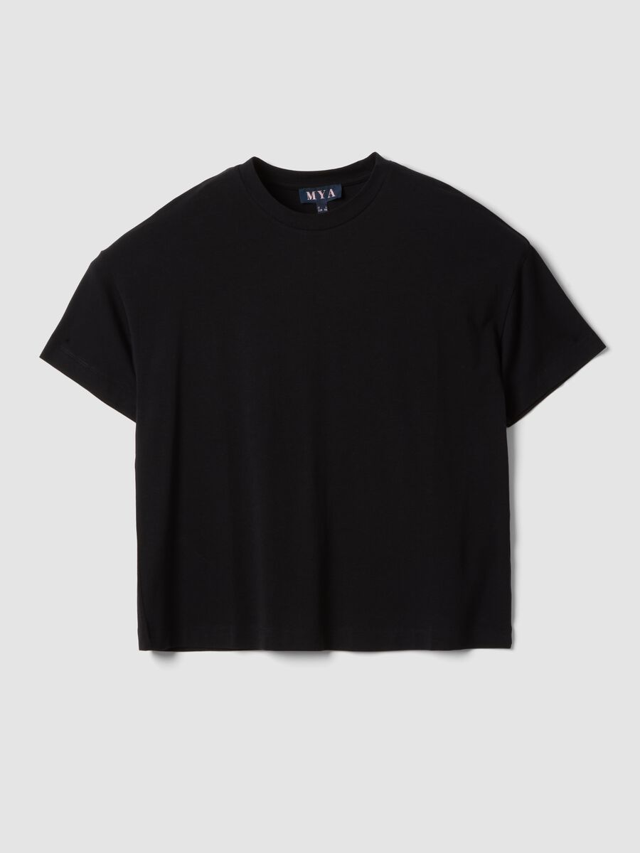 Black stretch cotton-modal T-shirt_0