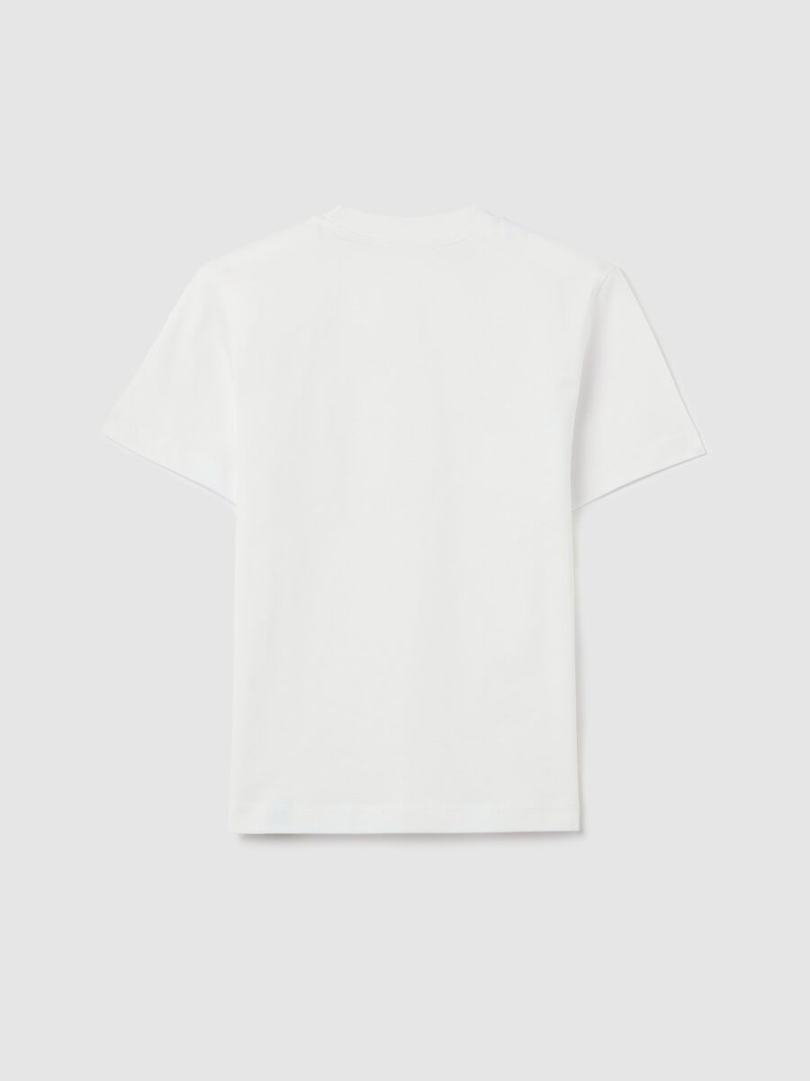 White cotton T-shirt with round neck_4