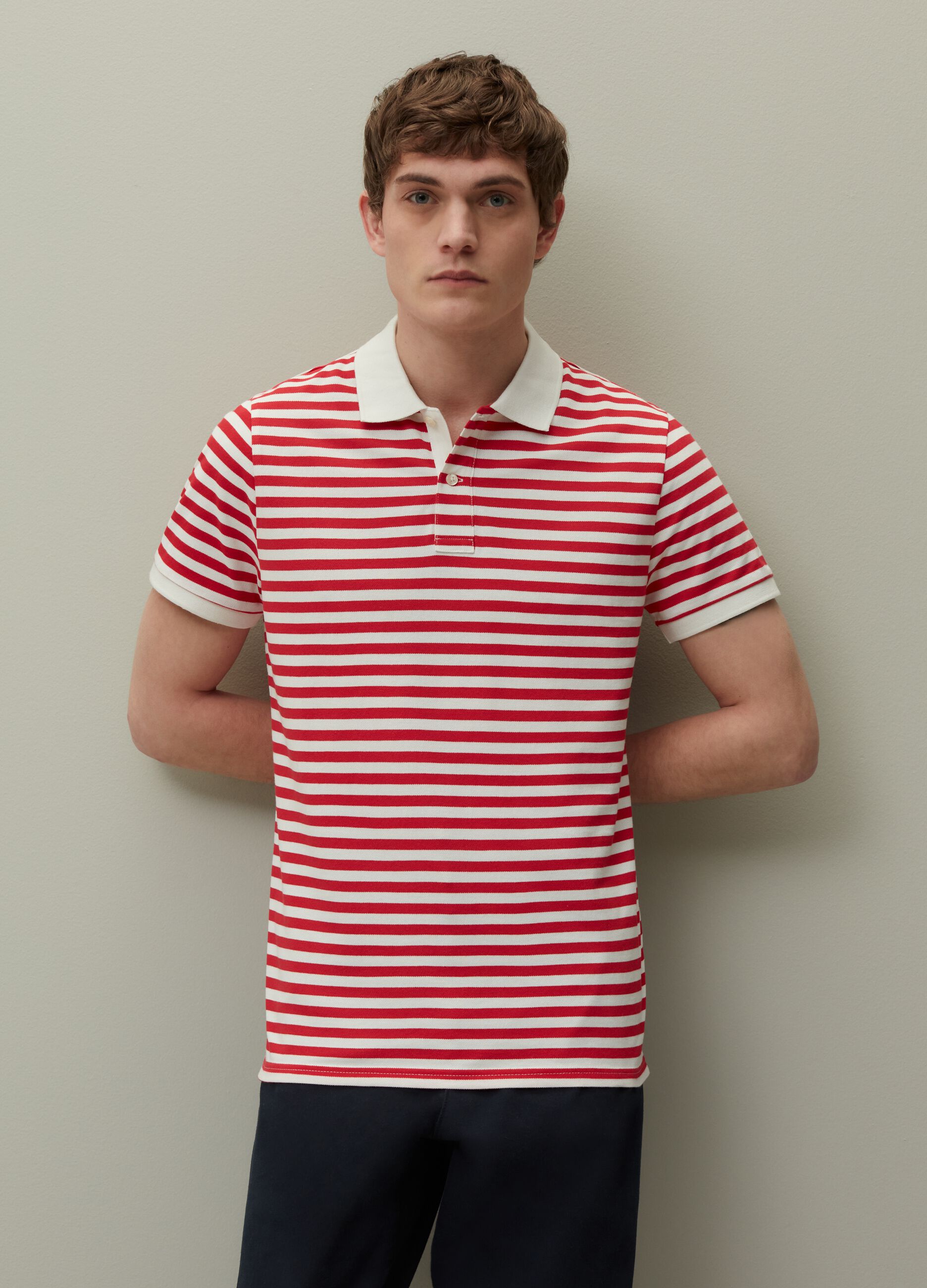 Polo in piquet a righe_1