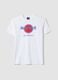 White pure cotton T-shirt with front print_0