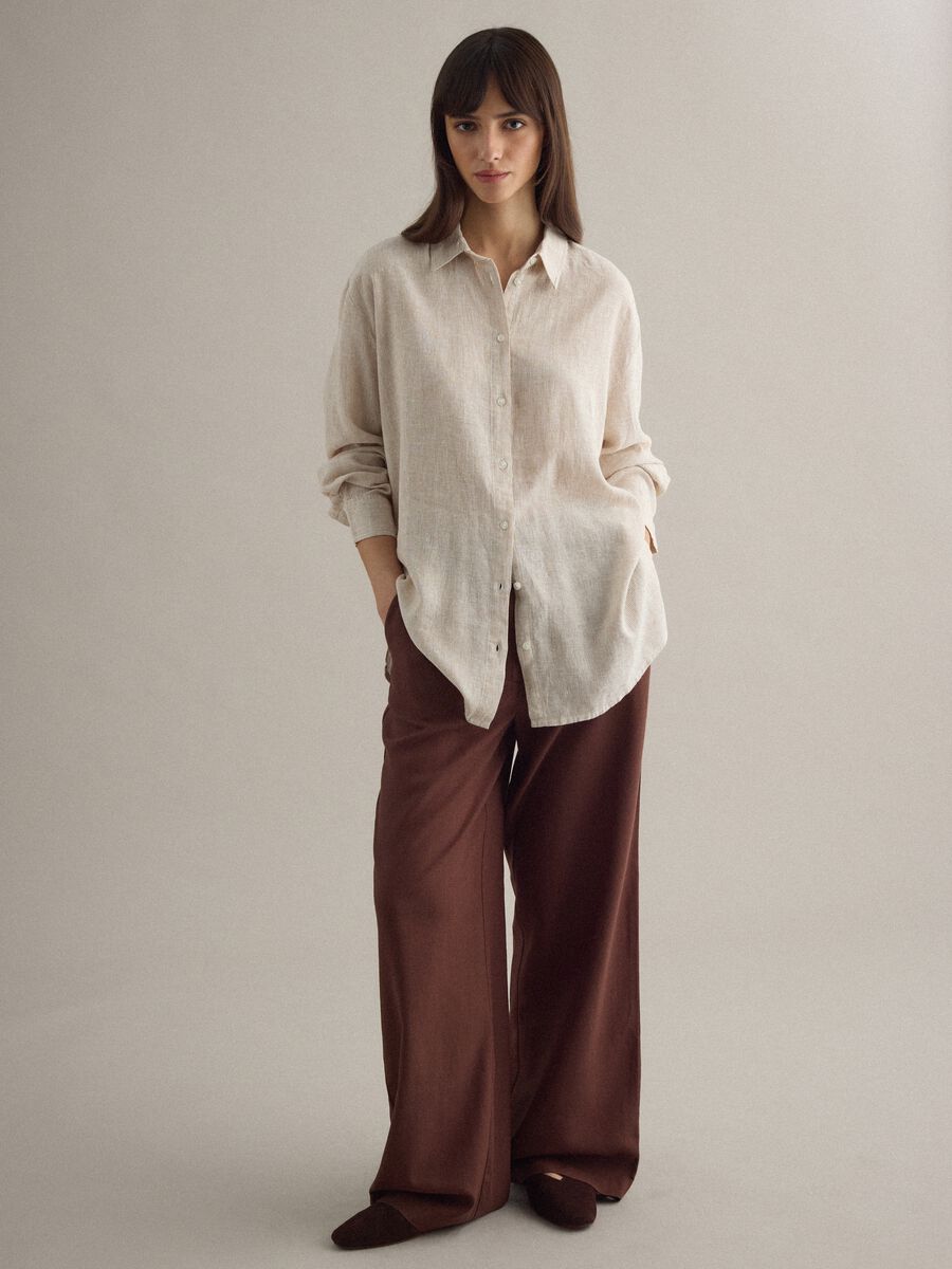 Camicia in misto lino a righe multicolor regular fit_2