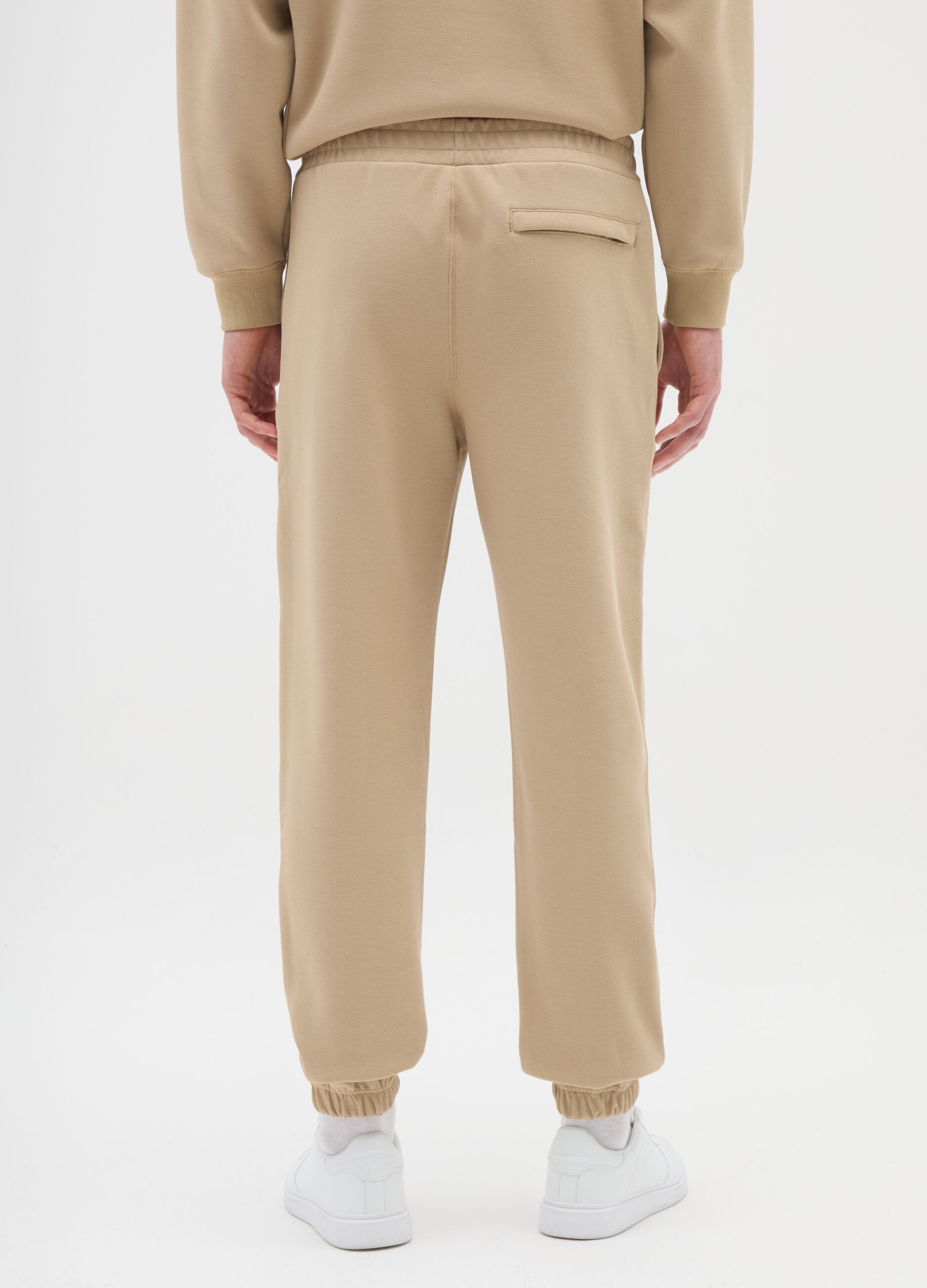 Beige Stretch Fabric Trousers