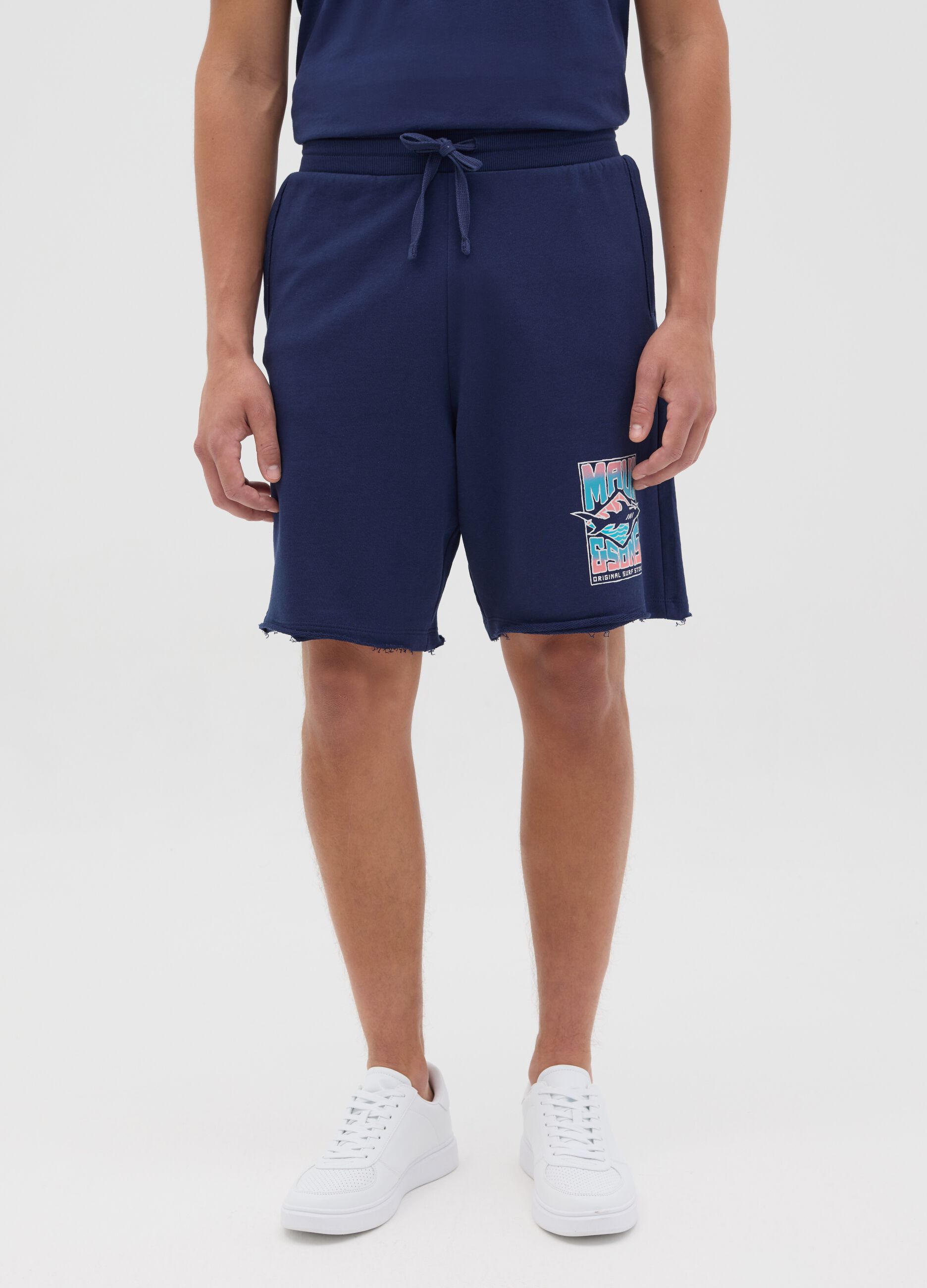 Blue Cotton Maui Bermuda Shorts