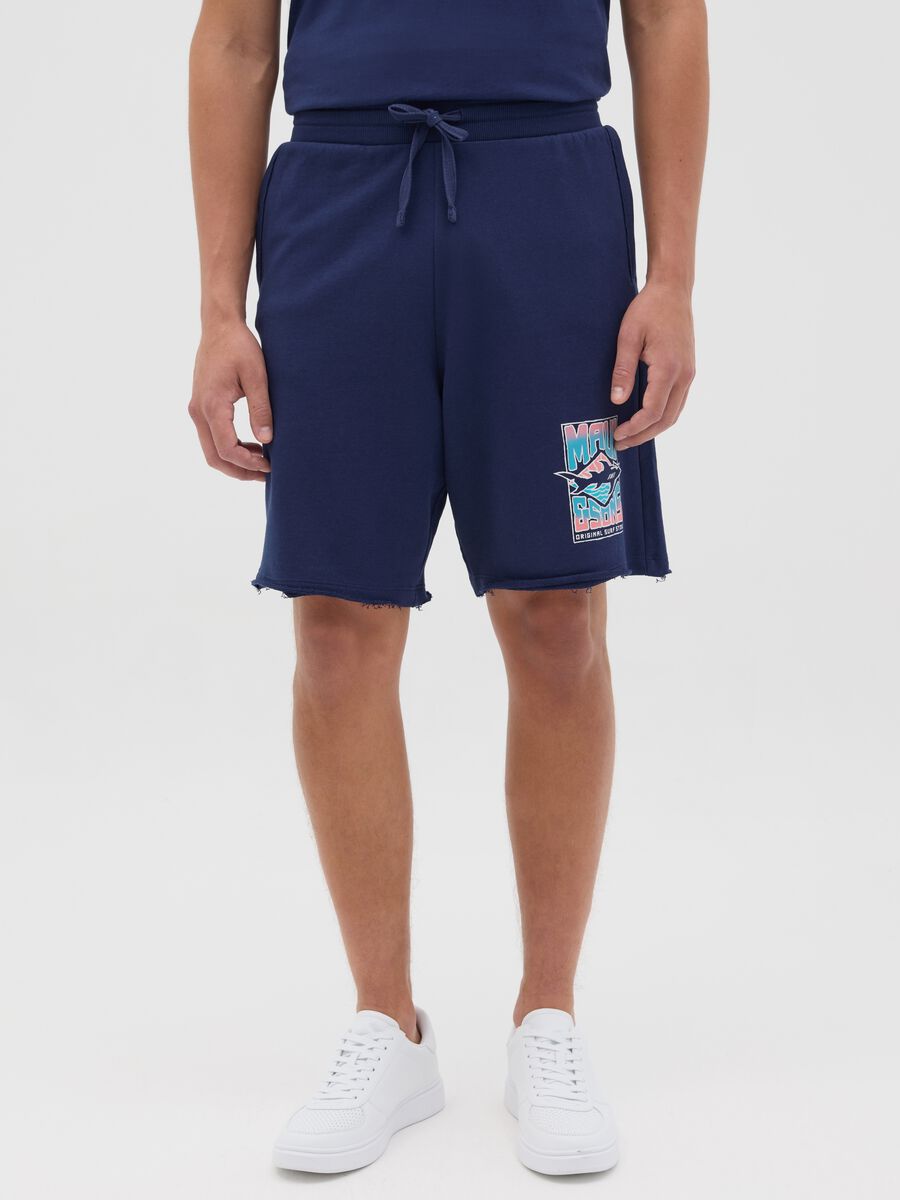 Blue Cotton Maui Bermuda Shorts_1