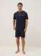 Regular fit short blue cotton pyjamas with Henley collar_0