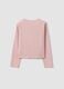 T-shirt rosa in cotone elasticizzato con nodo frontale e stampa per bambina_1