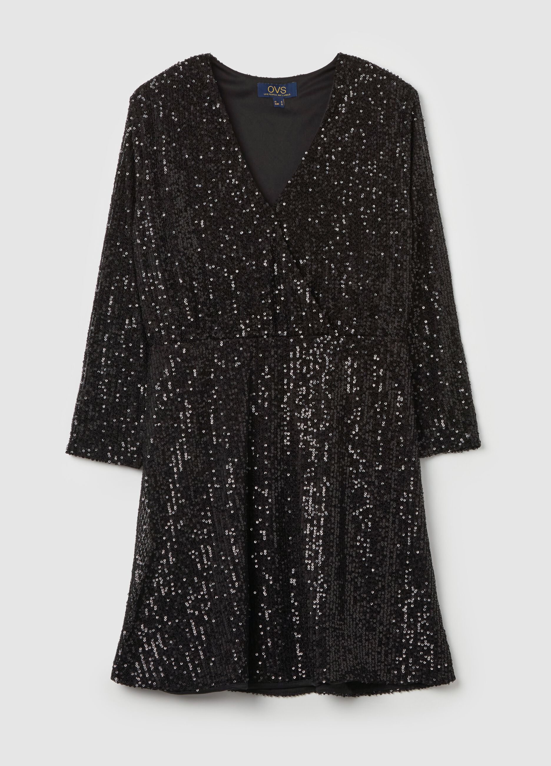 Vestito corto con paillettes all over
