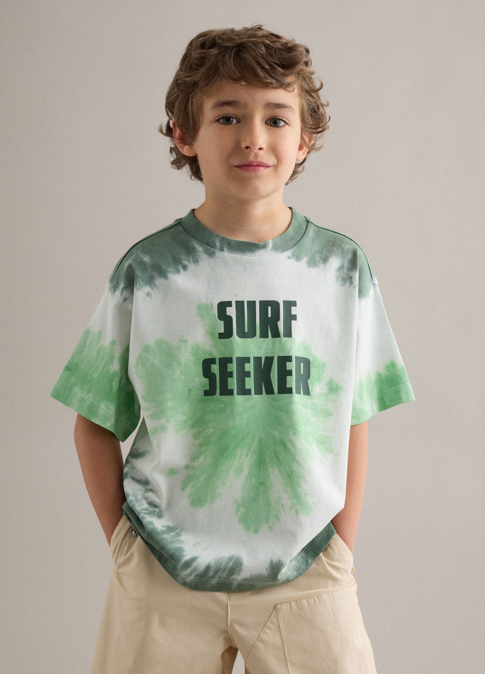 Multicolour pure cotton oversized fit kids' T-shirt