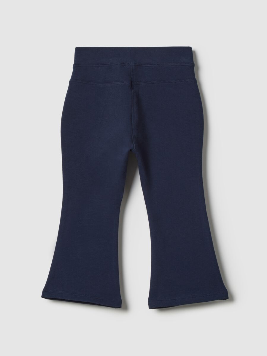 Blue slim fit stretch cotton trousers for girls_1