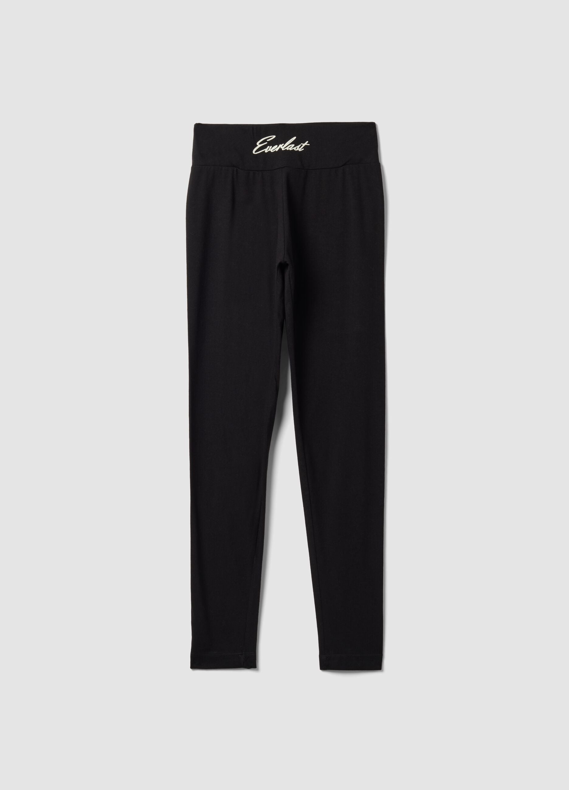 Black slim-fit stretch cotton jersey leggings with Everlast logo