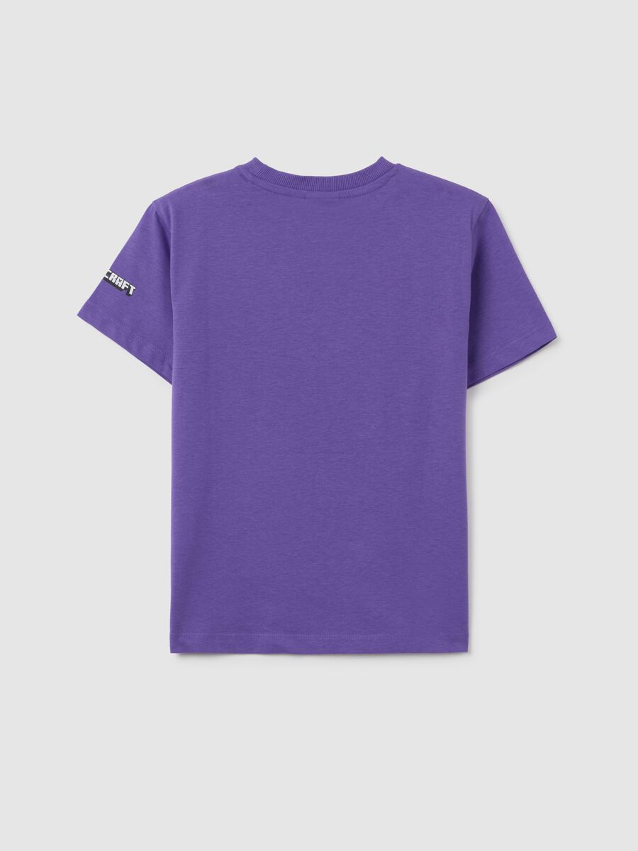 Children's purple cotton T-shirt regular fit with Minecraft print_1