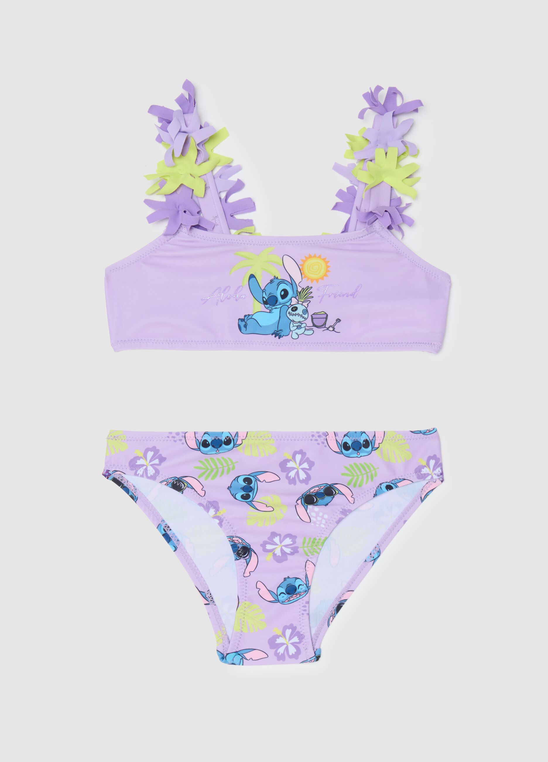 Bikini viola con stampa Stitch
