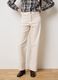 Beige stretch cotton straight fit trousers_1
