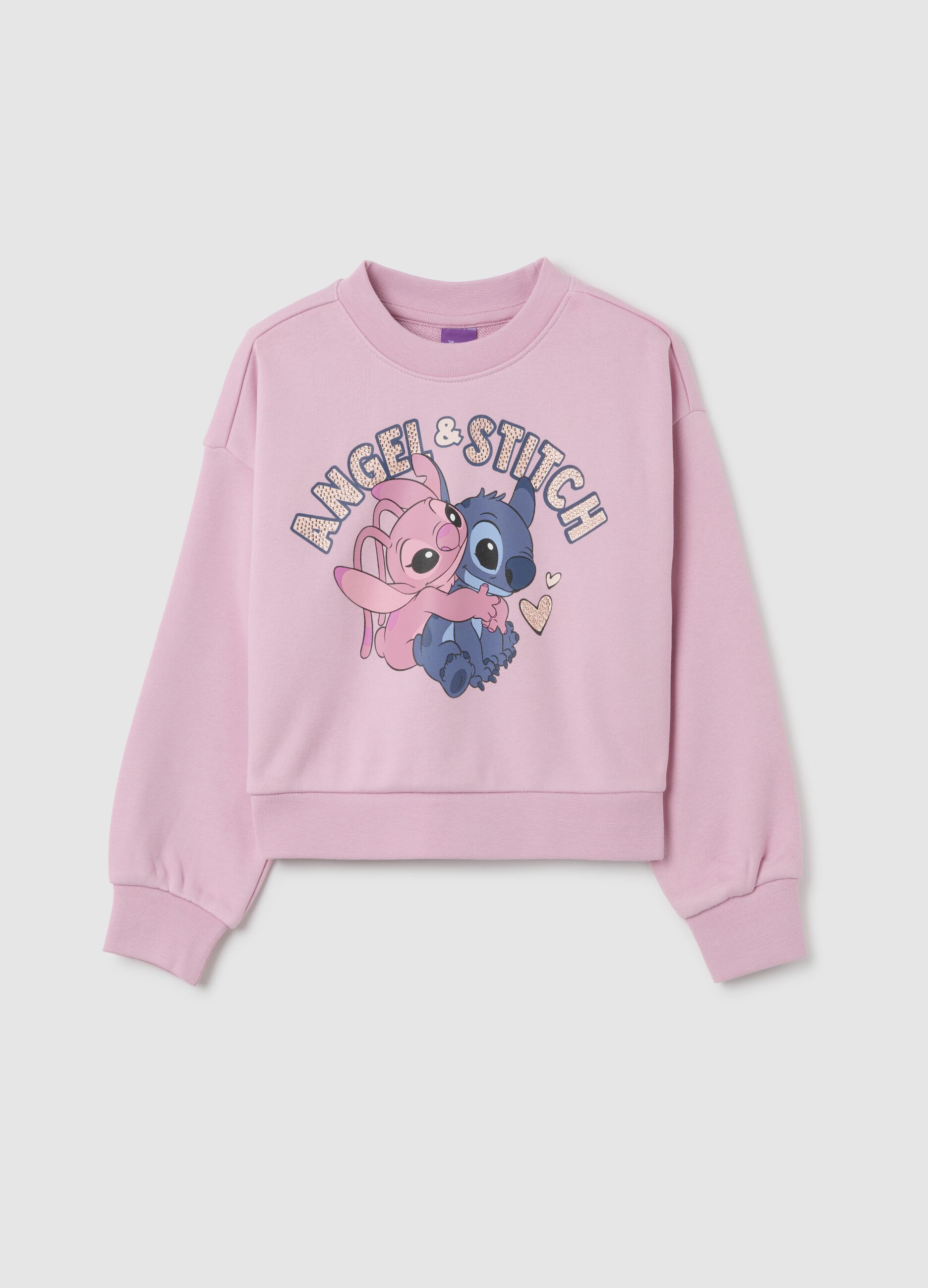 Felpa da bambina in cotone rosa regular fit