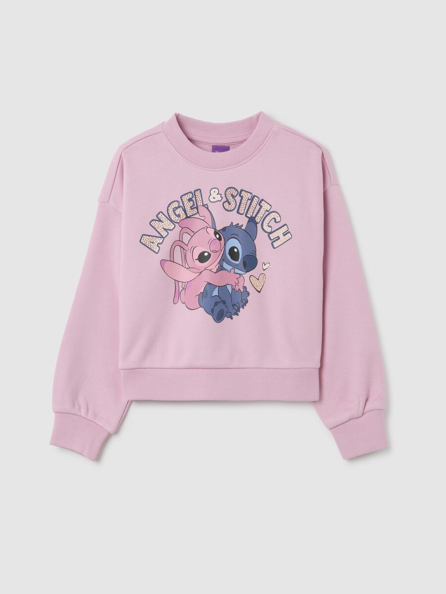Felpa da bambina in cotone rosa regular fit_0