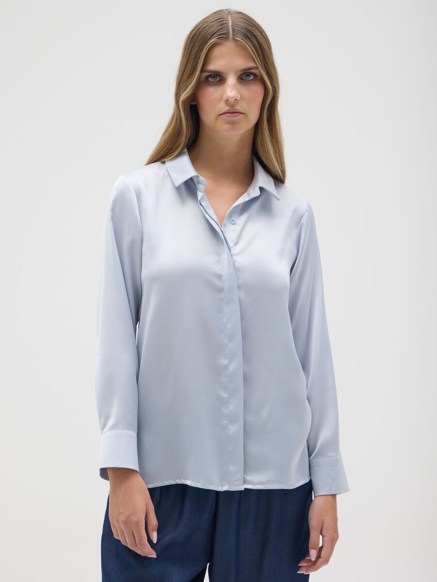 Solid colour satin shirt_0