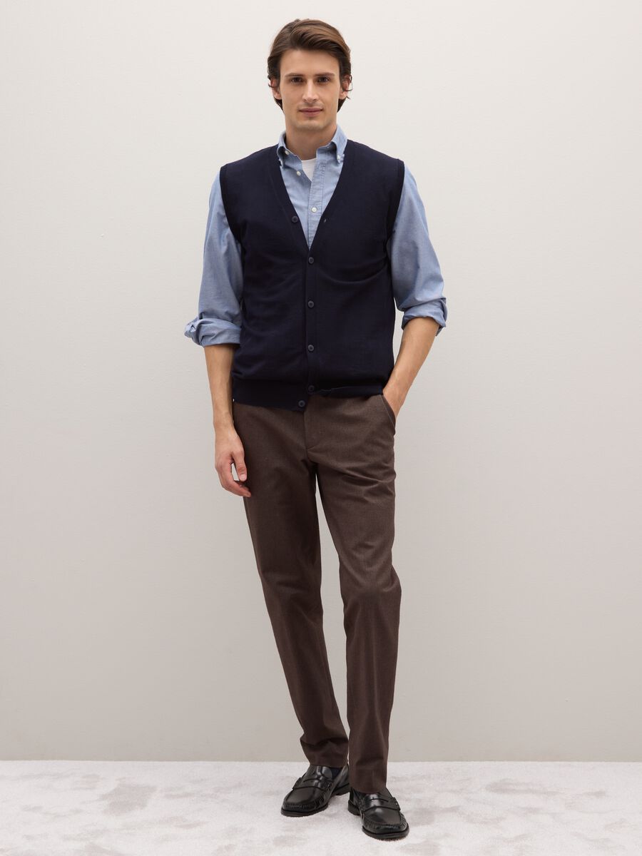 Blue Merino Wool Waistcoat Regular Fit_1