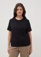 Black stretch viscose regular fit t-shirt with drawstring closure_2