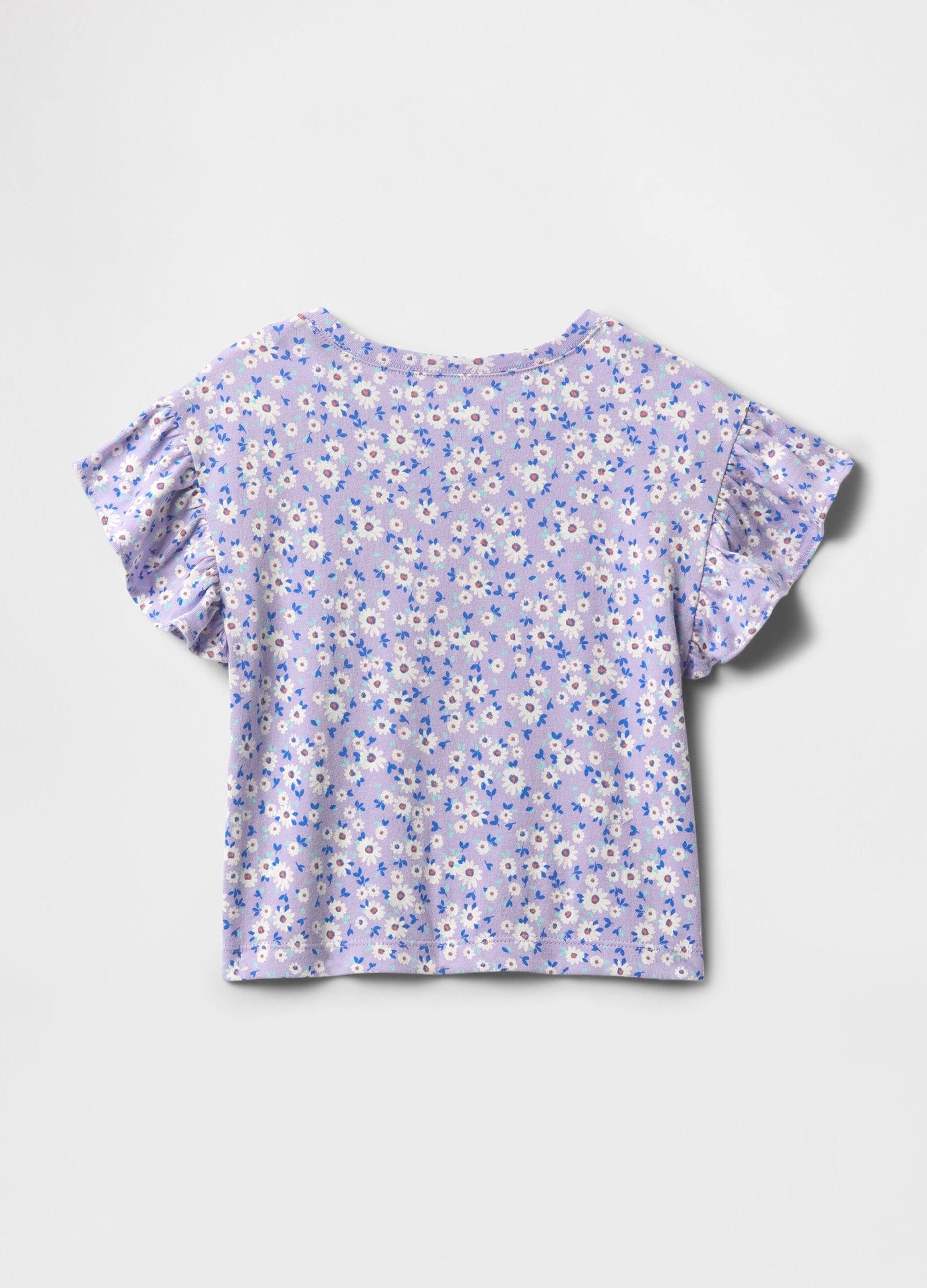 Lilac floral top with flutter sleeves