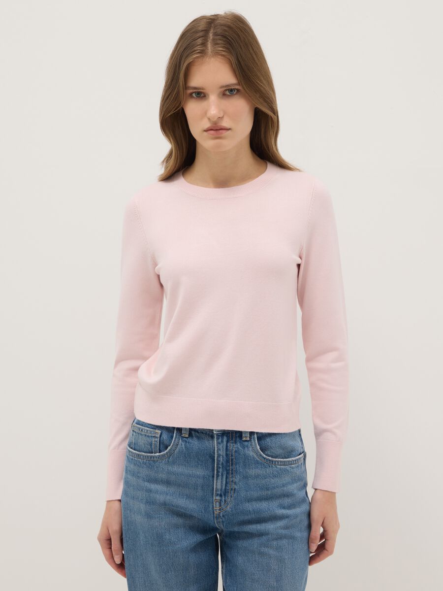 Pink crew-neck sweater regular fit_0