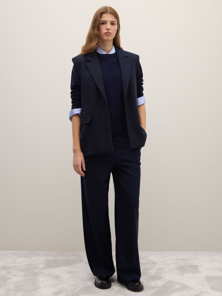 Regular fit blue waistcoat with button_2