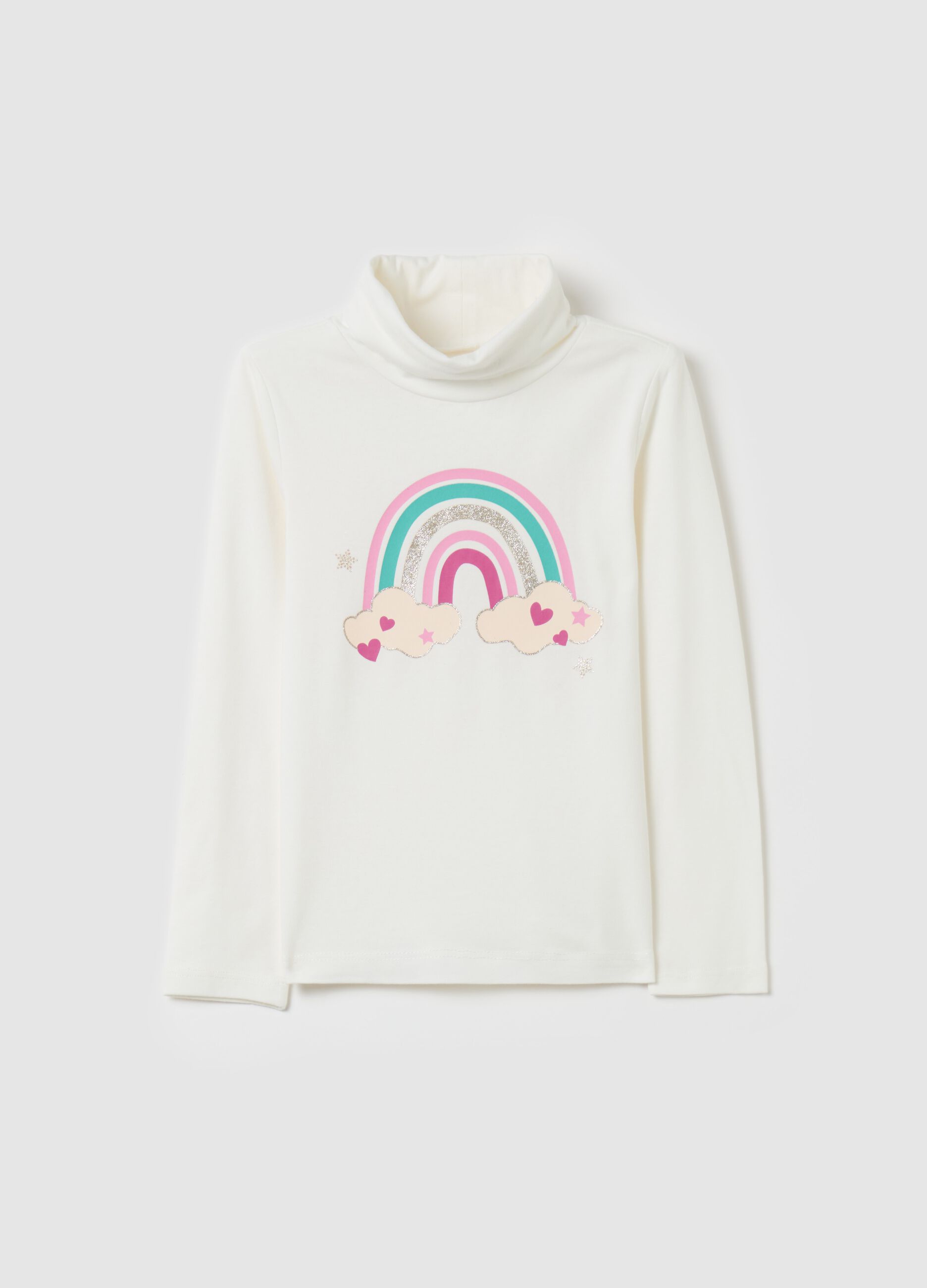 T-shirt in high neck and glitter print