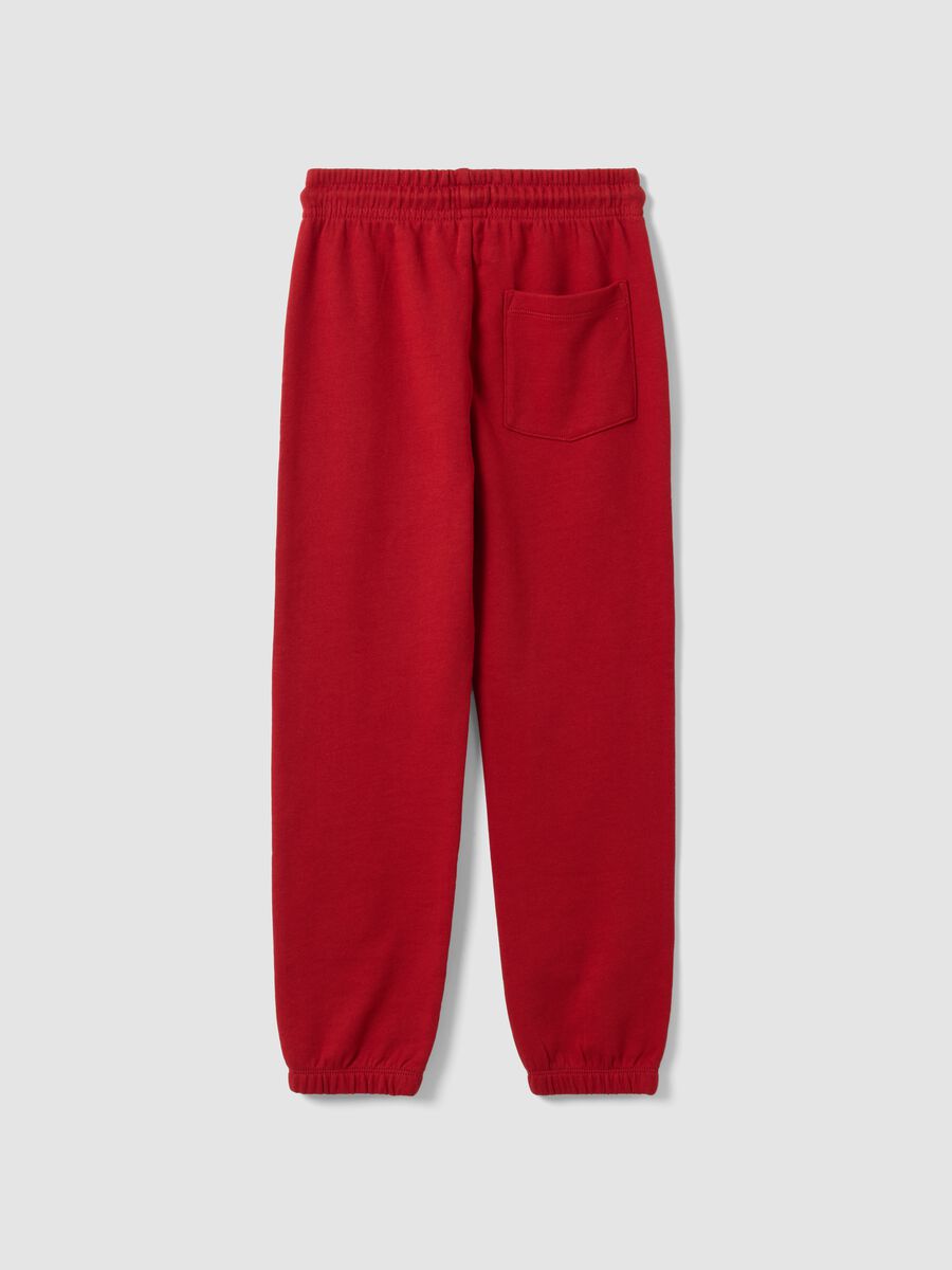 Jogger rosso in puro cotone organico regular fit per bambino_1