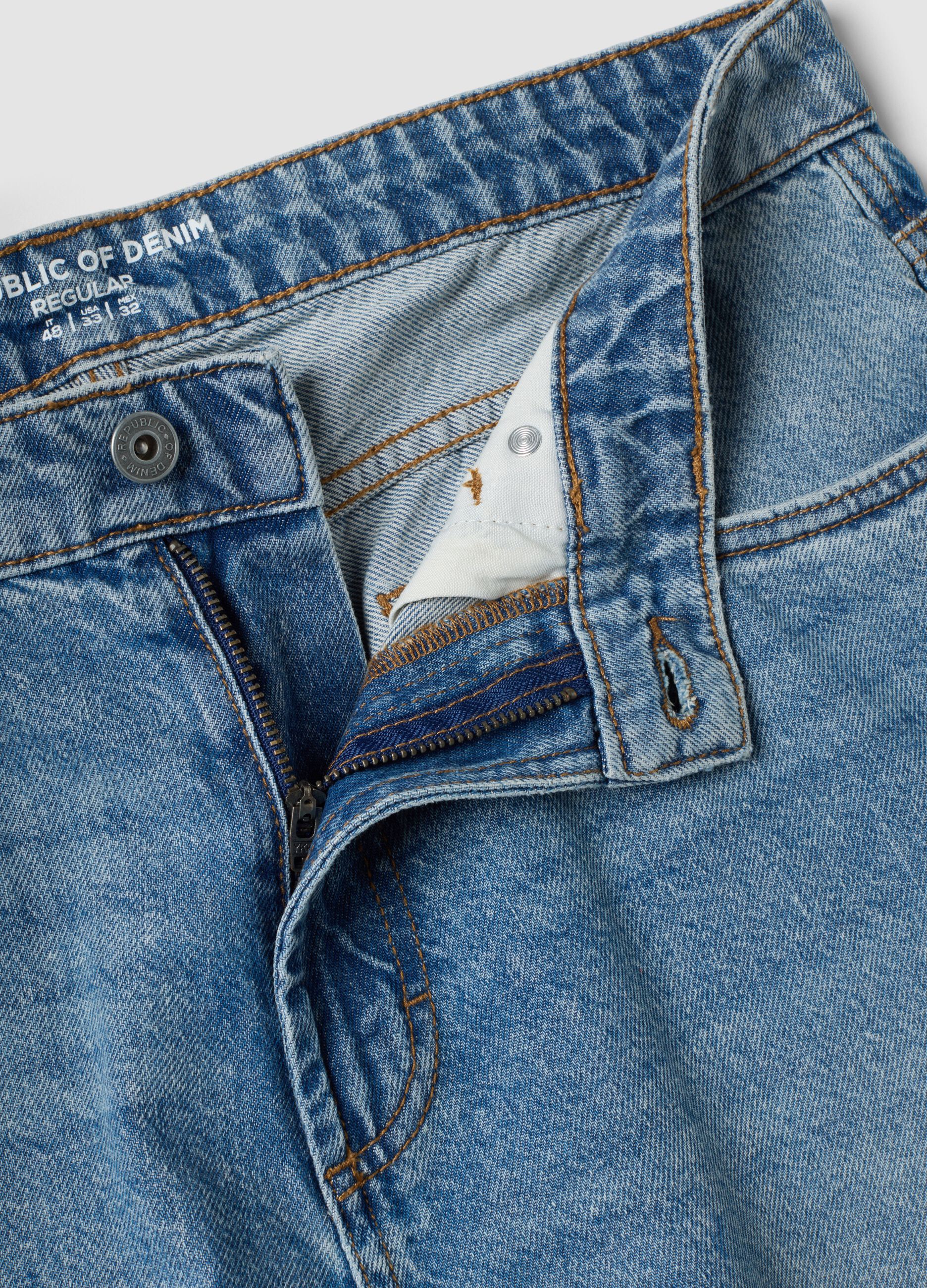 Regular-fit denim jeans in pure cotton