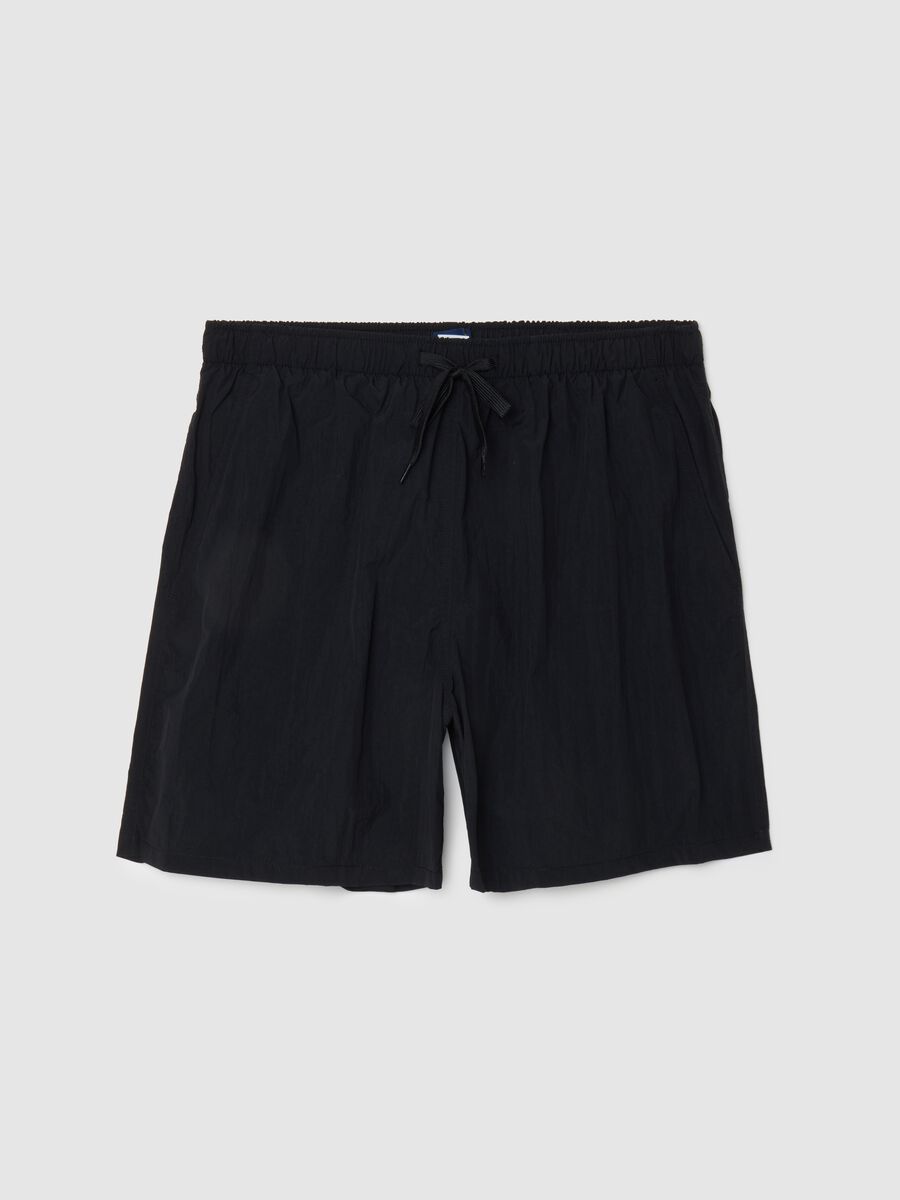 Men's black regular fit shorts with drawstring_0