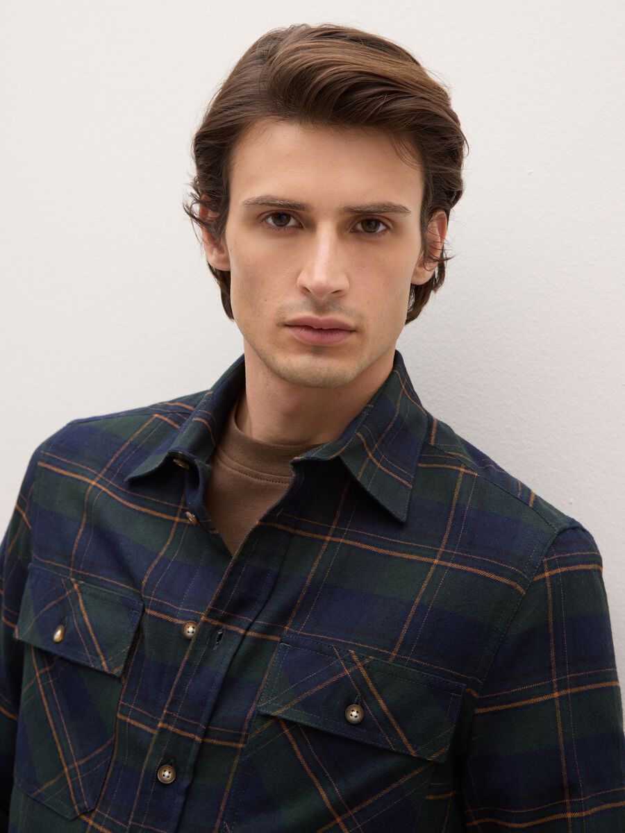 Multicolour long sleeve pure cotton regular fit check shirt_3