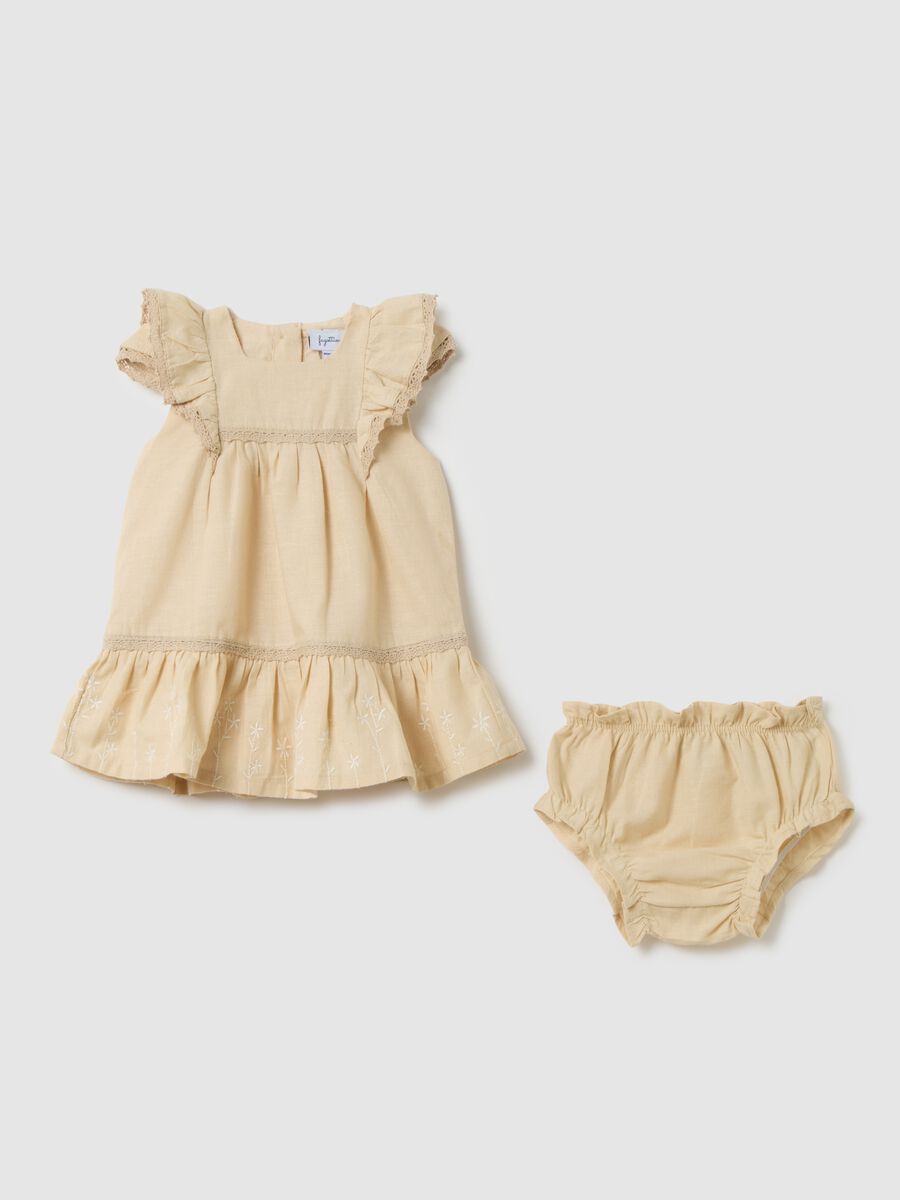Baby Girl Set in Cotton and Linen Blend by Fagottino_0
