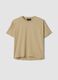 Beige lyocell and cotton-blend T-shirt_0
