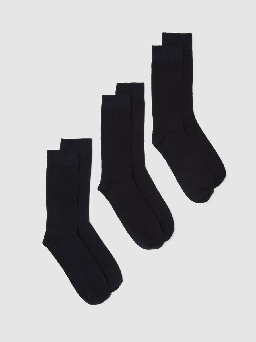 Blue Cotton Blend Socks Tripack_0