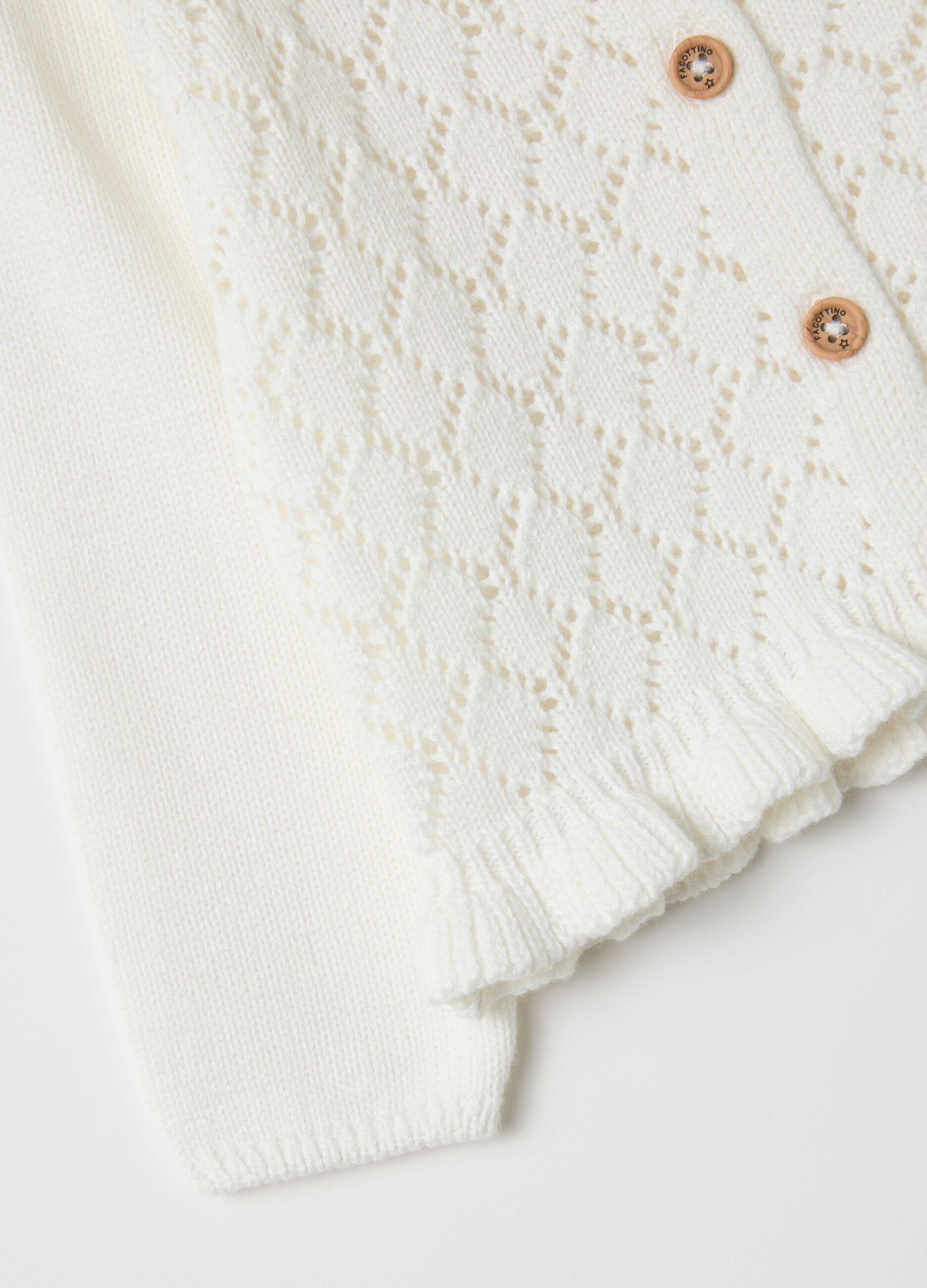 Girls' cardigan in pure white cotton