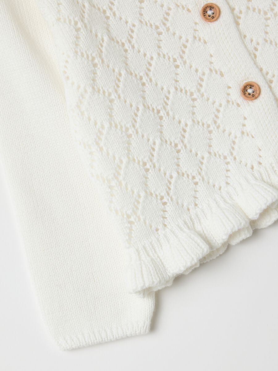 Girls' cardigan in pure white cotton_2