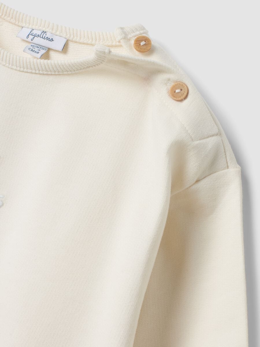 Completo bianco in puro cotone organico con maglia e pantaloni per neonati_2