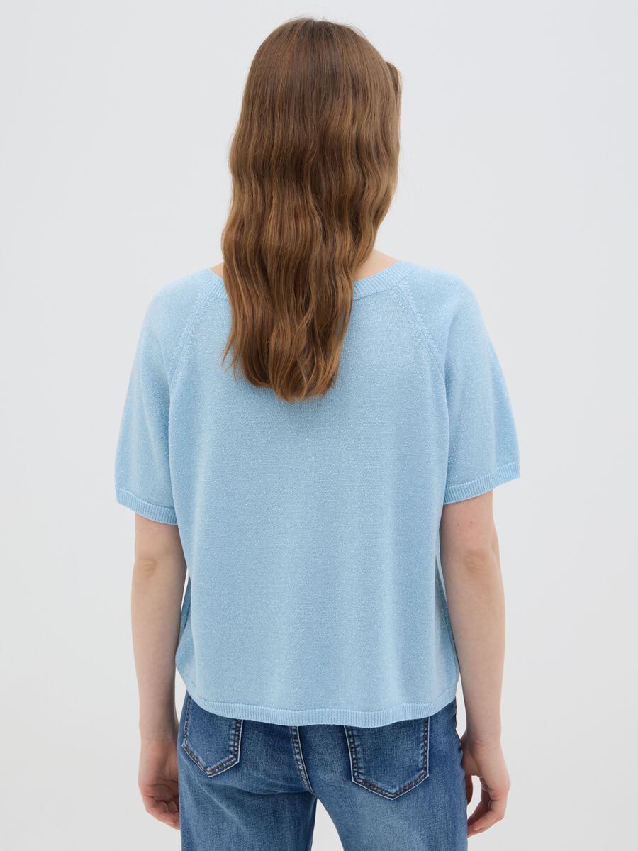 Women's blue viscose regular fit top with boat neckline_2
