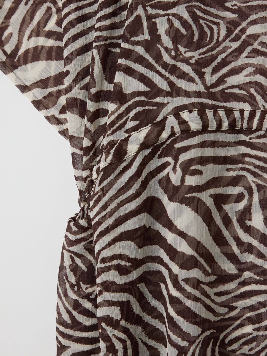Women’s multicoloured beach cover-up in mixed fabric with zebra print_1