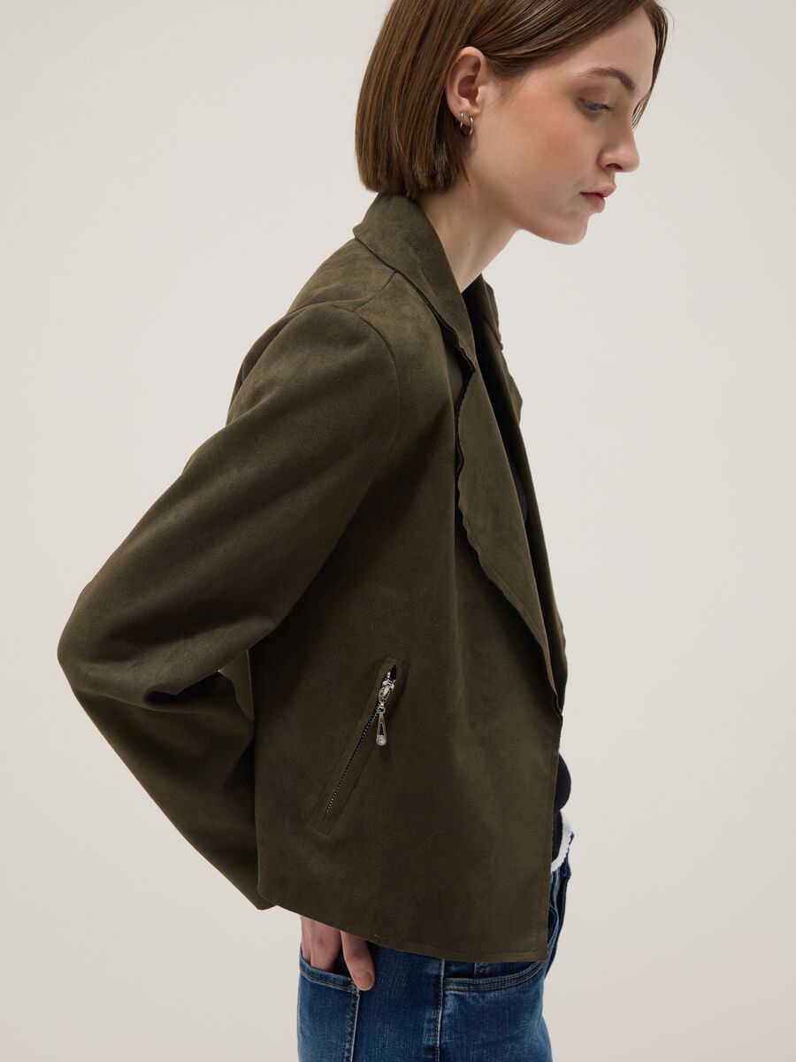 Giacca in puro cotone verde regular fit in stile biker_1