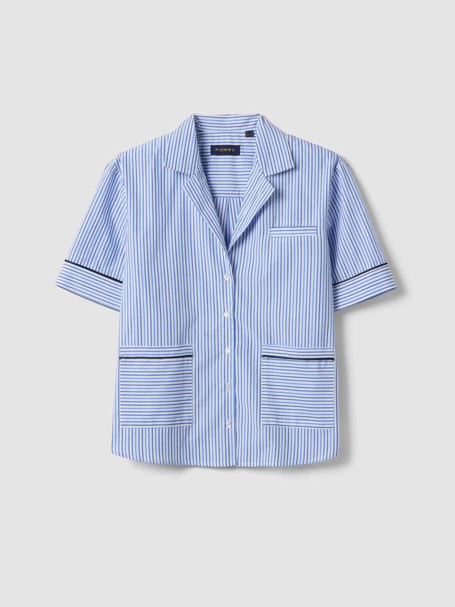 Sky blue striped pure cotton blazer_4