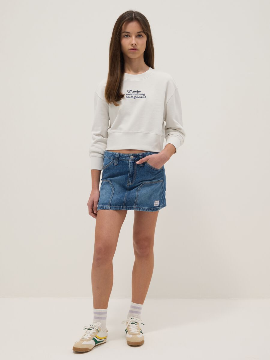 Girls' regular fit blue denim pure cotton miniskirt_0