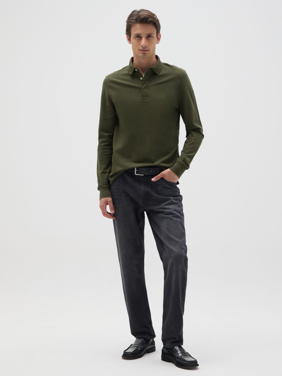 Polo in cotone elasticizzato verde regular fit_1