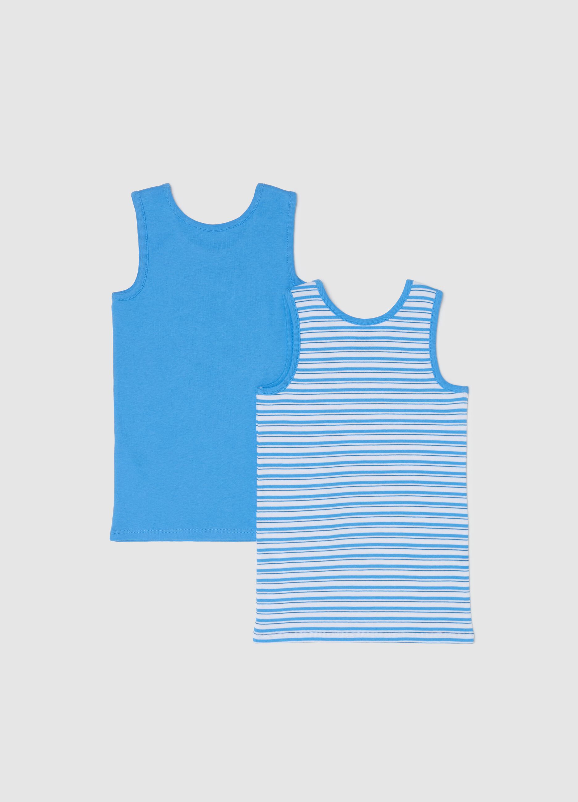 Two-pack racerback vests in striped organic cotton
