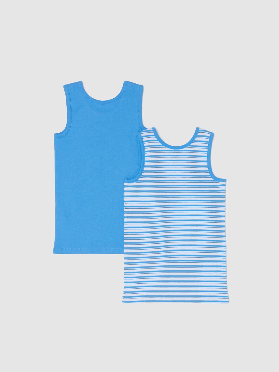 Two-pack racerback vests in striped organic cotton_1