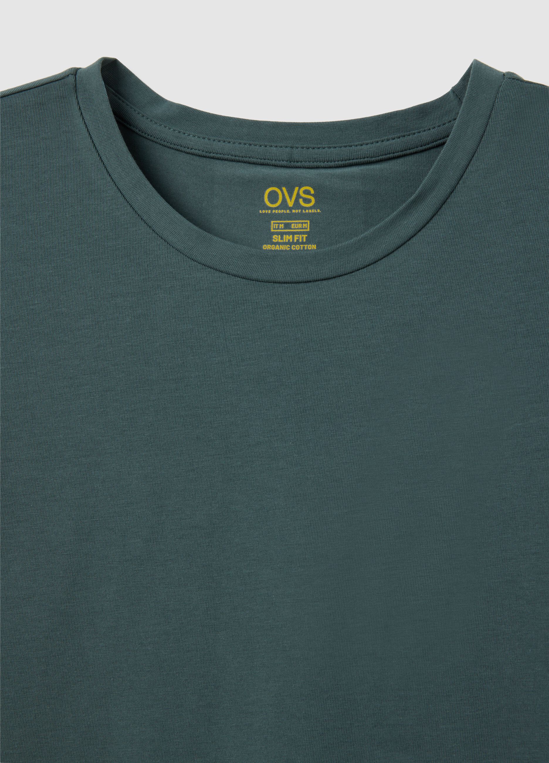 Men's green cotton slim fit T-shirt