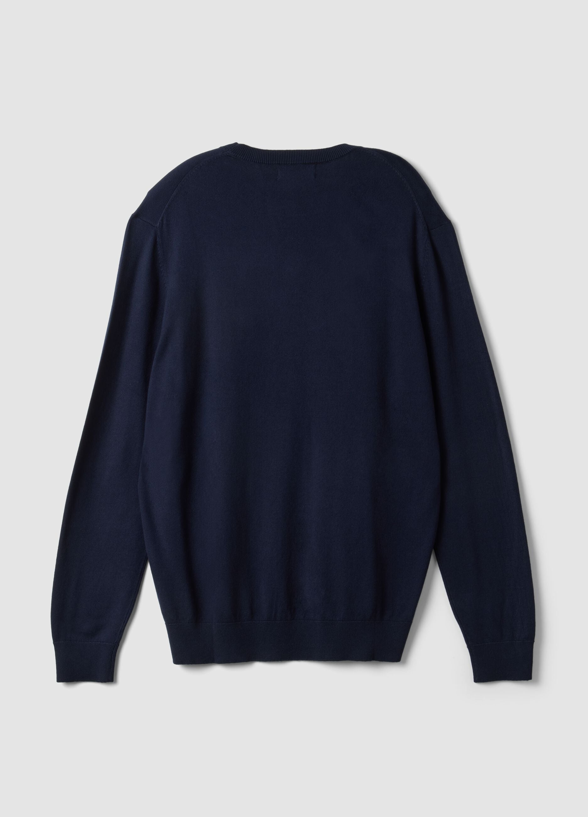 Navy crew-neck jumper in viscose blend, regular fit