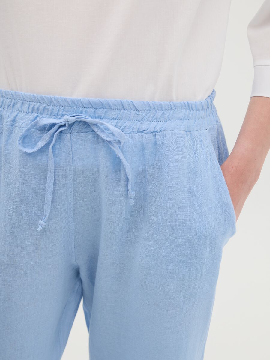 Women's pure linen azure trousers regular fit_2