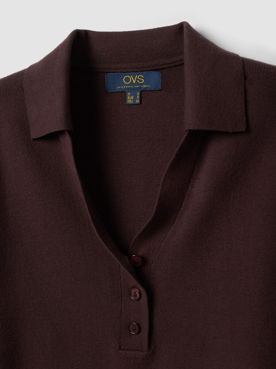 Maglia polo marrone di misto viscosa regular fit_6