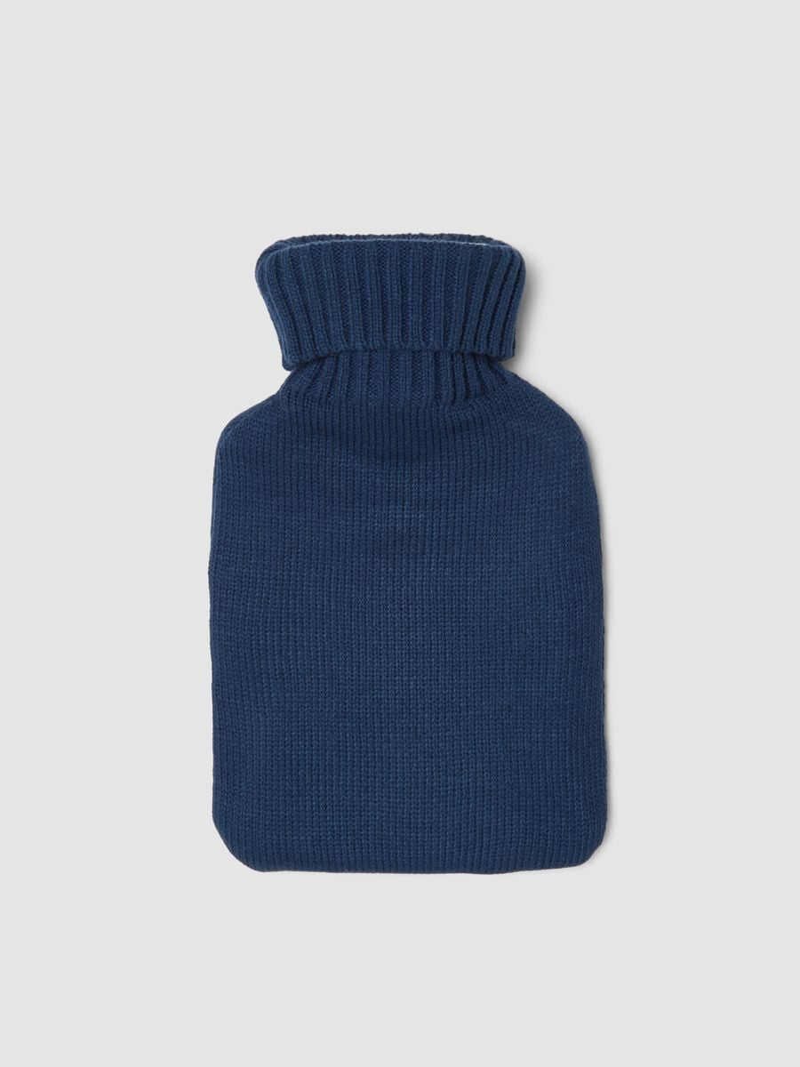 Borsa dell'acqua calda blu con rivestimento lavorato a maglia_1